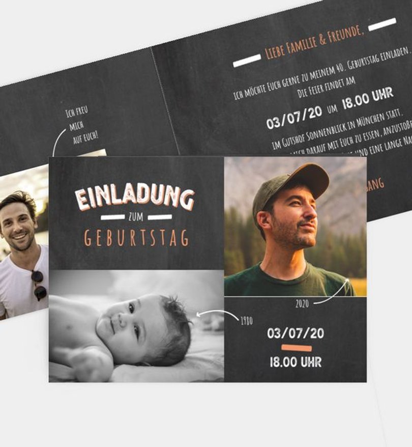 Einladungskarte Geburtstag Bildertafel