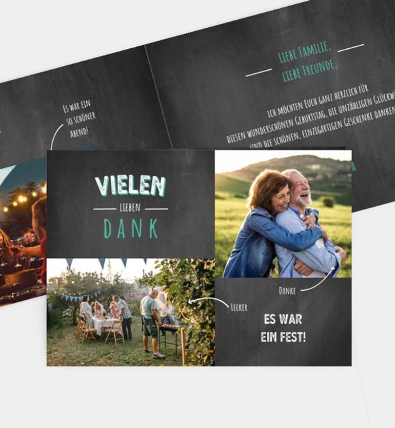 Dankeskarte Geburtstag Bildertafel