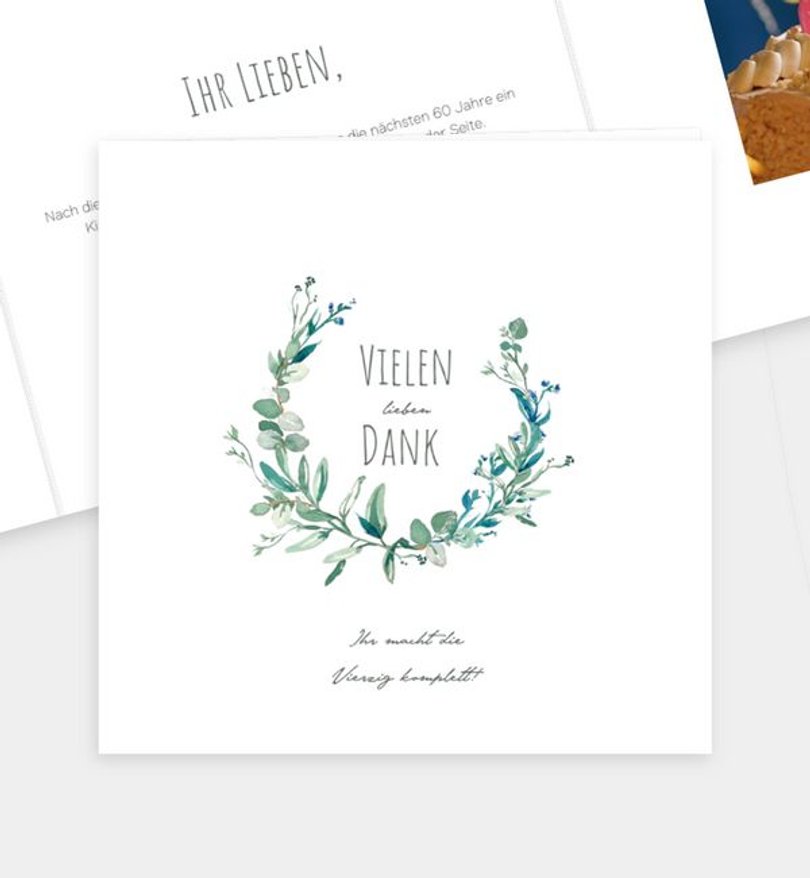 Dankeskarte Geburtstag Soft Green