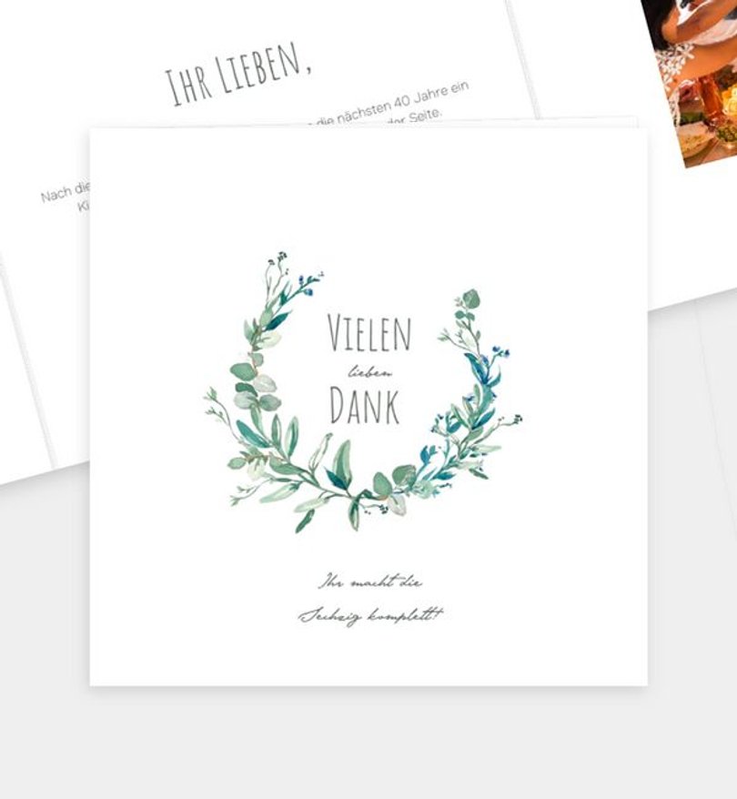 Dankeskarte Geburtstag Soft Green