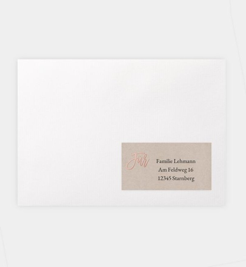 Empfängeraufkleber Hochzeit Rosegold · Crafty