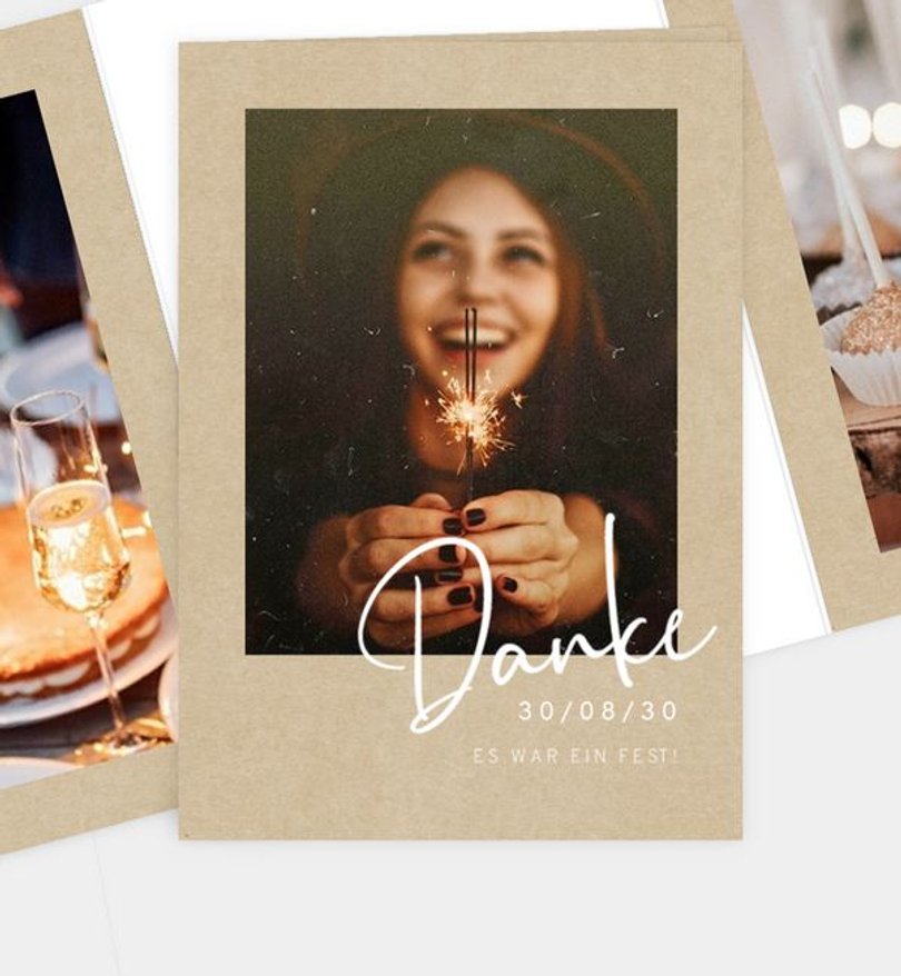 Dankeskarte Geburtstag Voller Freude · Vintage
