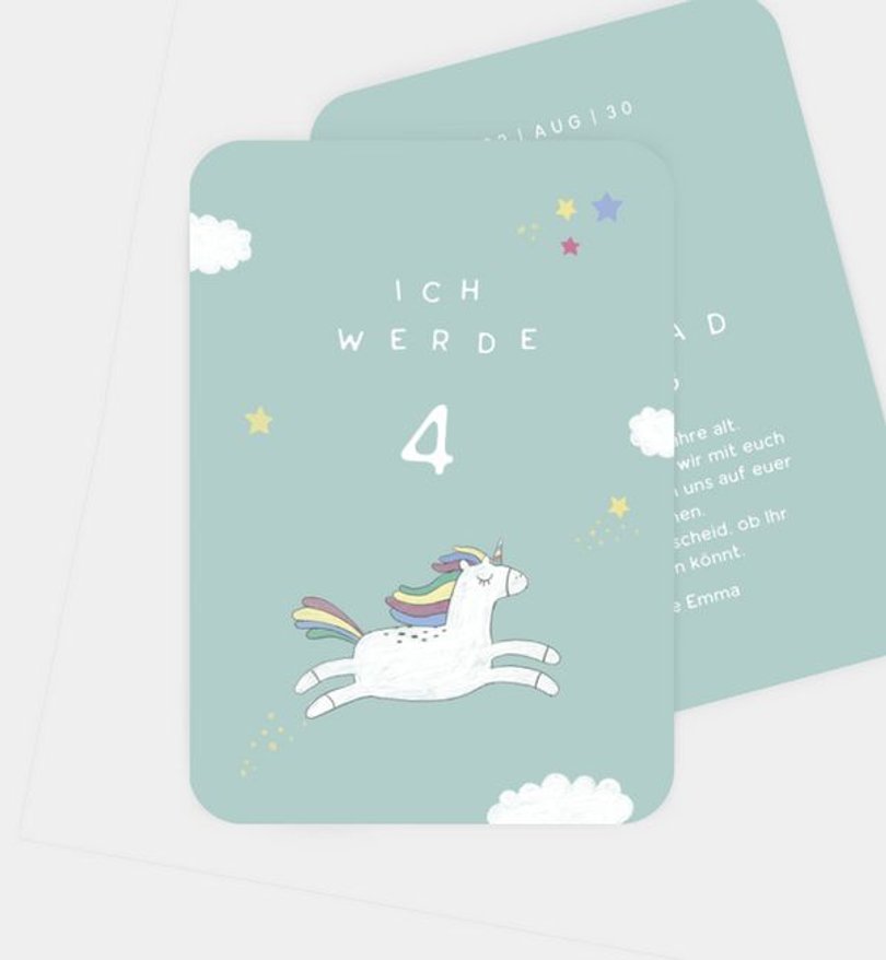 Einladungskarte Kindergeburtstag Unicorn