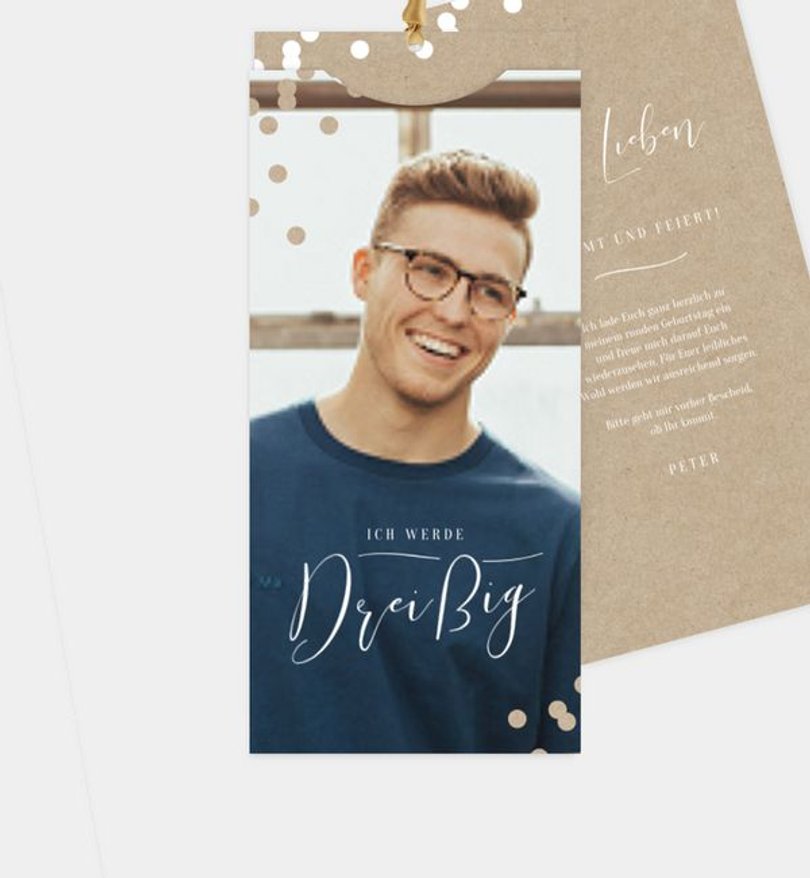 Einladungskarte Geburtstag Golden Confetti · Crafty