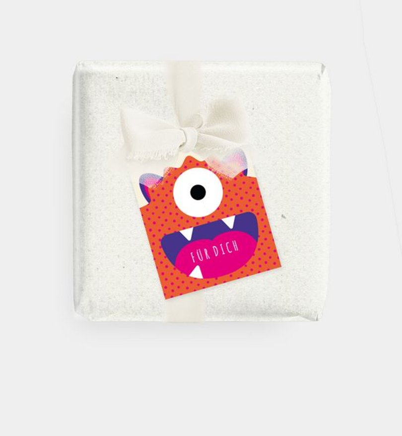 Geschenkanhänger Kindergeburtstag Monsterparty