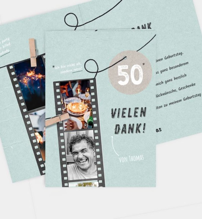 Dankeskarte Geburtstag Filmstreifen