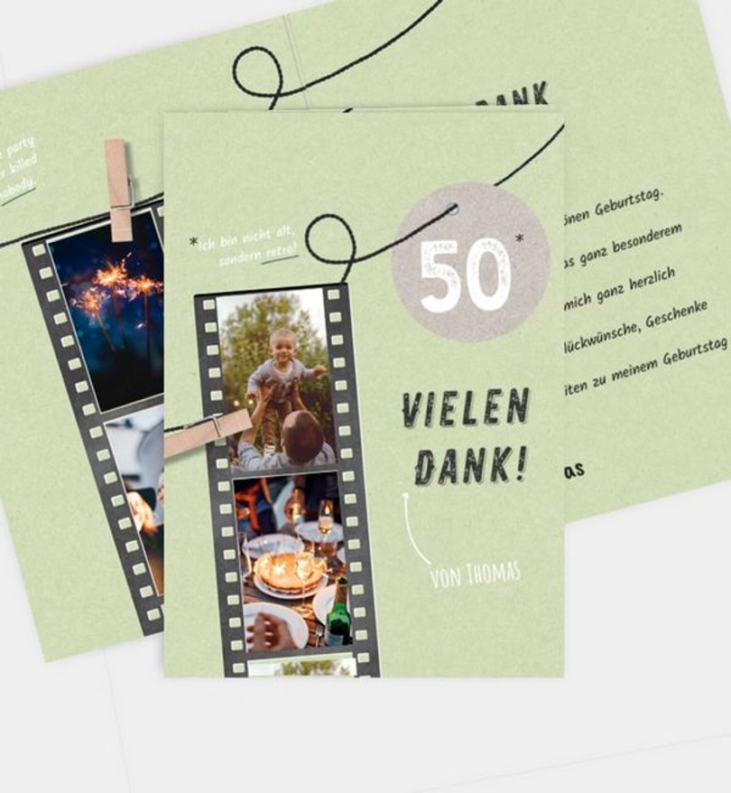 Dankeskarte Geburtstag Filmstreifen