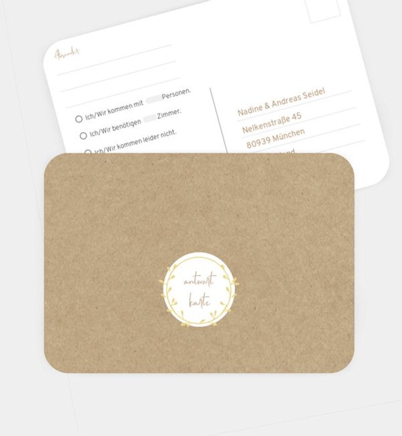 Antwortkarte Hochzeit Craftpaperbutton