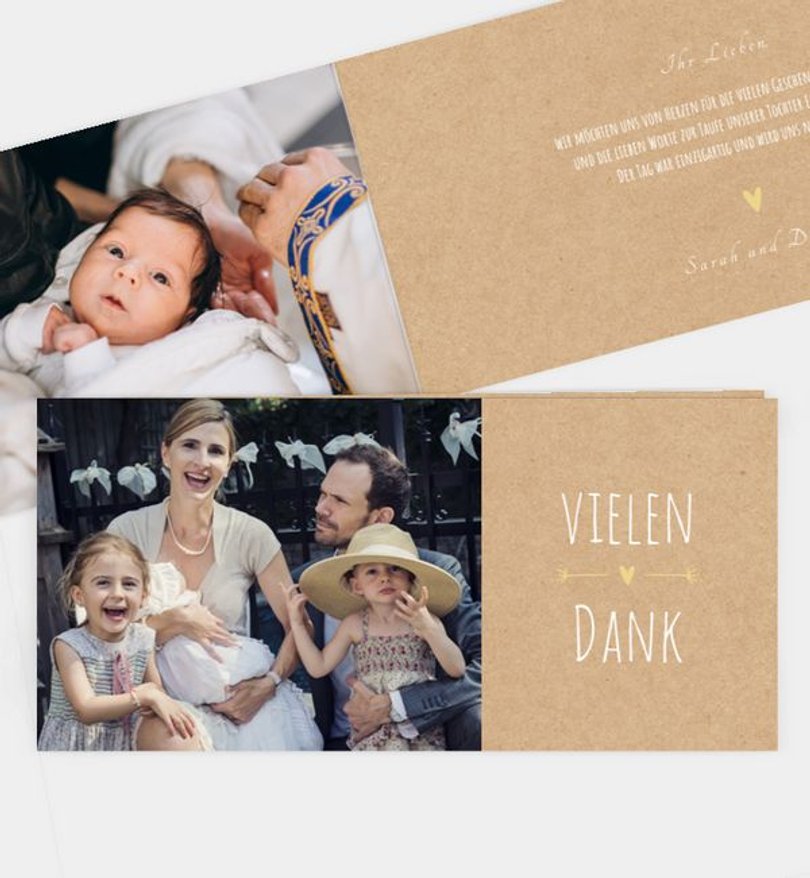 Dankeskarte Taufe Vintage Love · Crafty