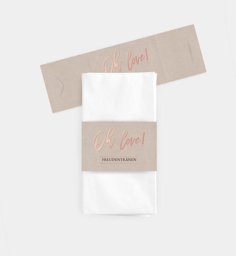 Taschentücher Banderole Hochzeit Rosegold · Crafty