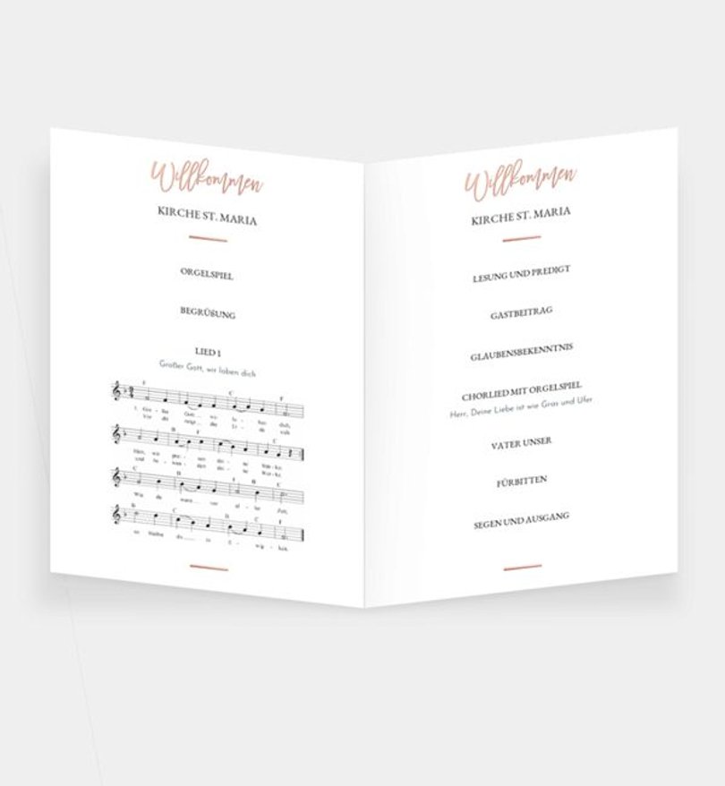 Einleger - Kirchenheft Hochzeit Rosegold · Crafty