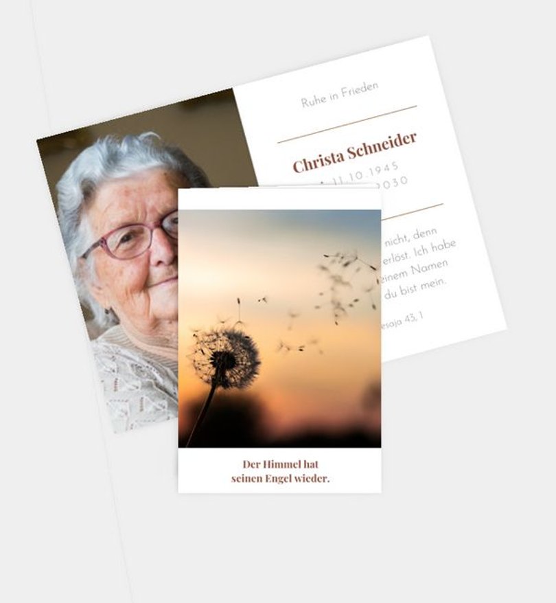 Sterbebilder Trauer Mit dem Wind