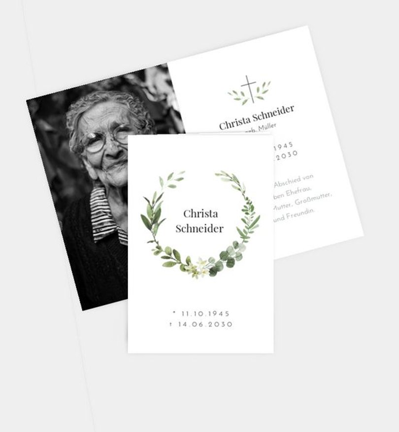 Sterbebilder Trauer Blumenkranz