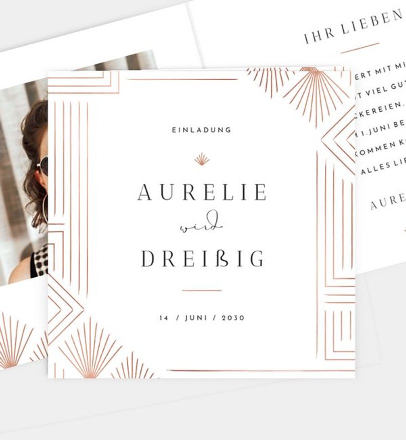 Einladungskarte Geburtstag Art Deco