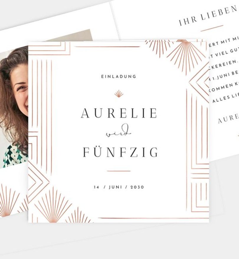 Einladungskarte Geburtstag Art Deco