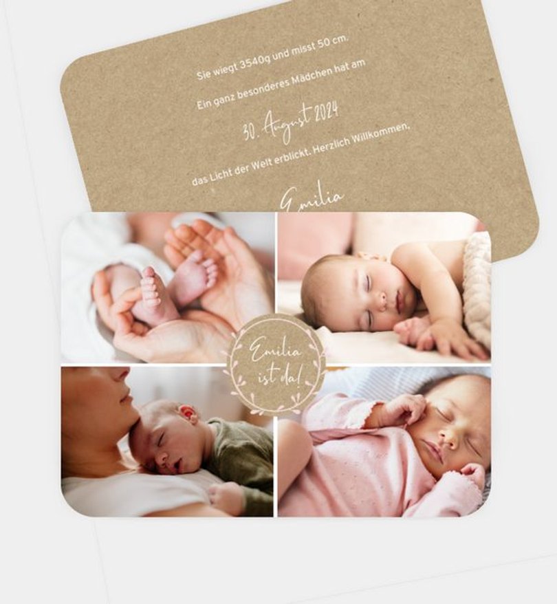Geburtsanzeige Geburt Craftpaperbutton