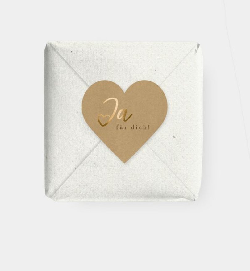 Geschenkaufkleber Hochzeit Ja · Mitten ins Herz