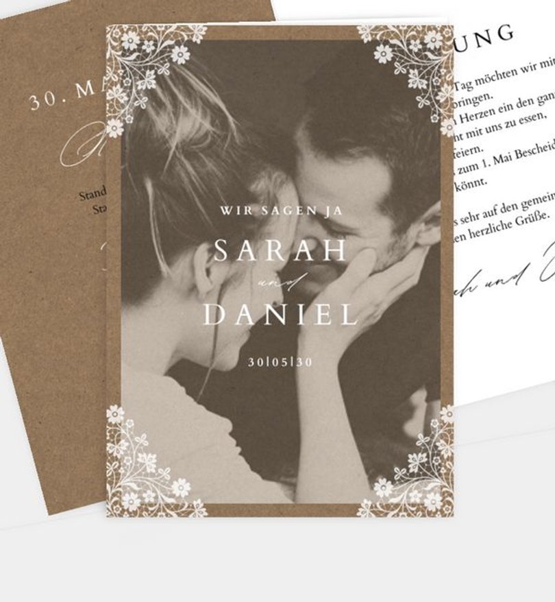 Einladungskarte Hochzeit Vintage Lace