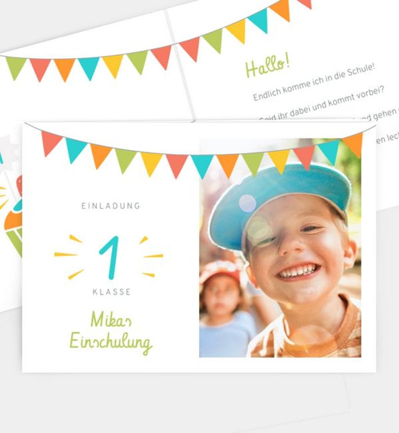 Einladungskarte Einschulung Girlande