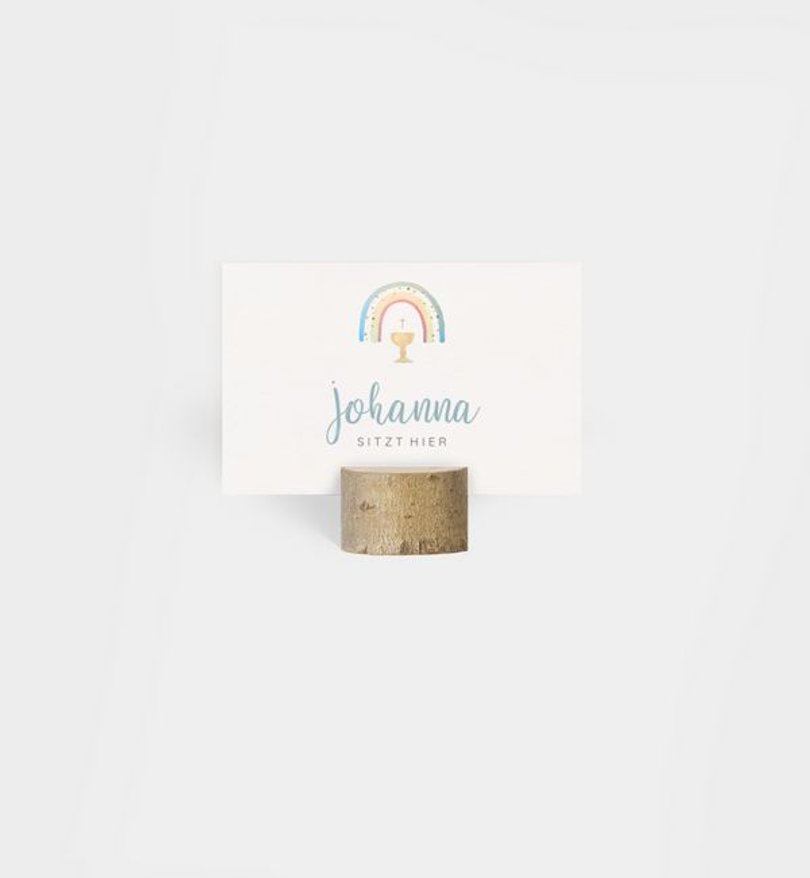 Tischkarte Taufe Rainbow Aquarell