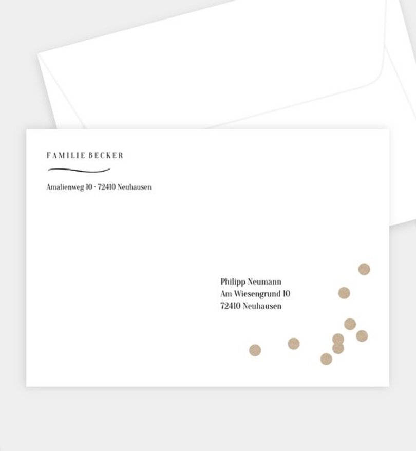 Briefumschlag Taufe Golden Confetti · Crafty