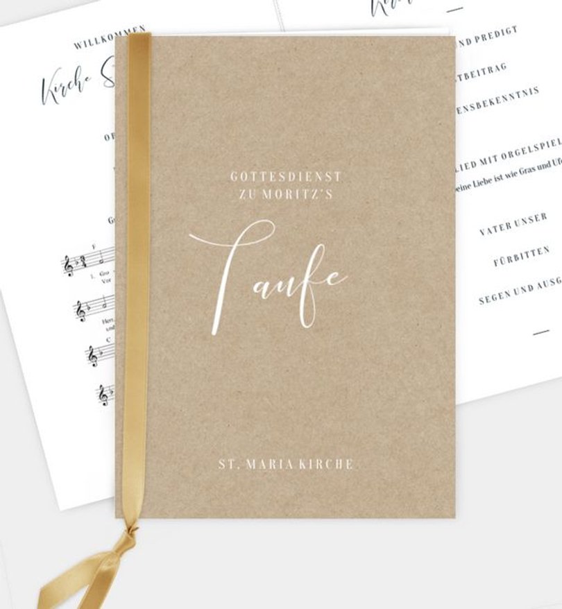 Kirchenheft Taufe Golden Confetti · Crafty
