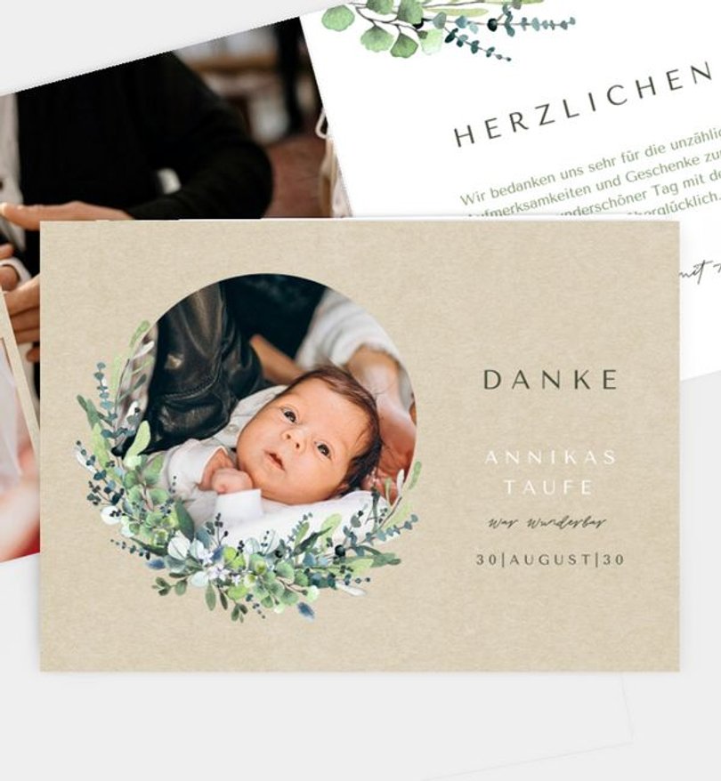 Dankeskarte Taufe Schönes Land · Vintage