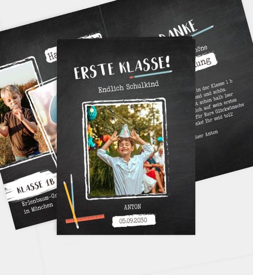 Dankeskarte Einschulung Pinboard