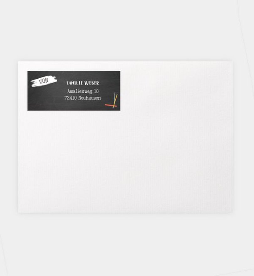 Absenderaufkleber Einschulung Pinboard
