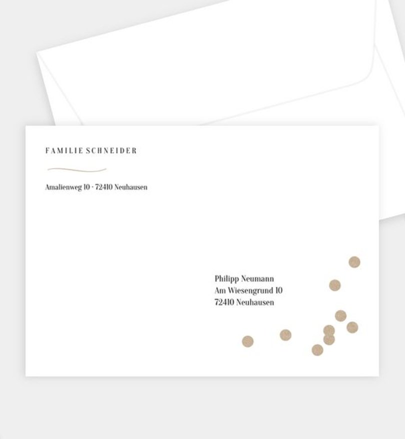 Briefumschlag Geburt Golden Confetti · Crafty