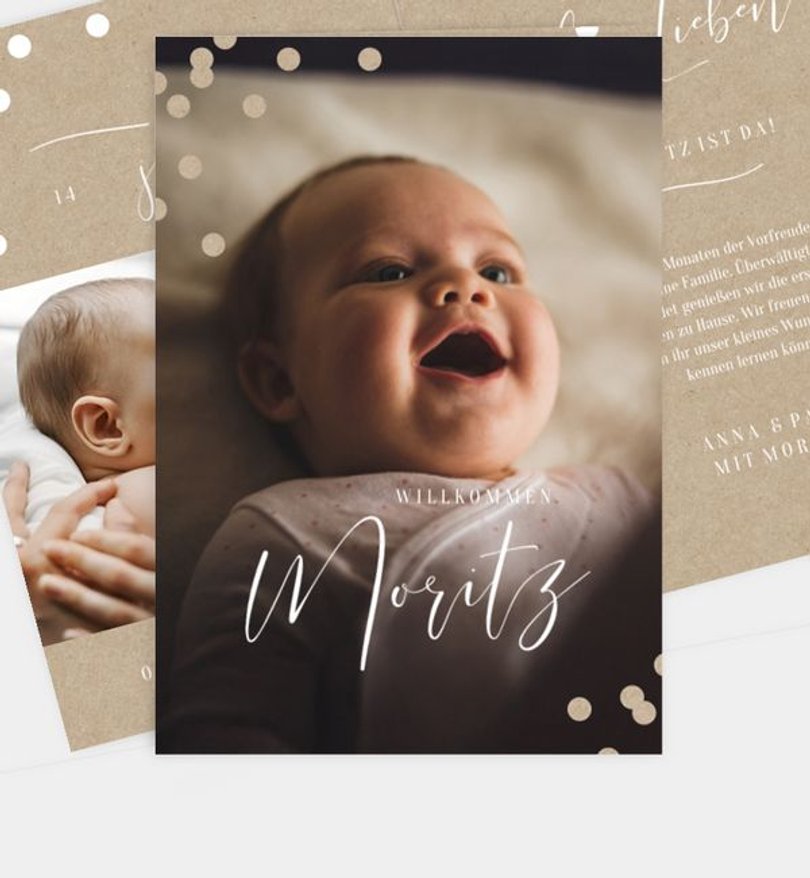 Geburtsanzeige Geburt Golden Confetti · Crafty