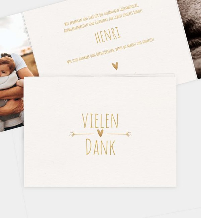 Dankeskarte Geburt Vintage Love · Crafty