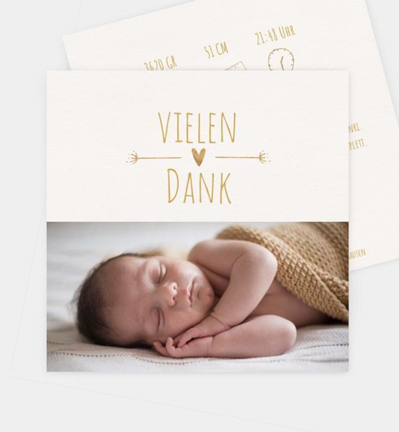 Dankeskarte Geburt Vintage Love · Crafty