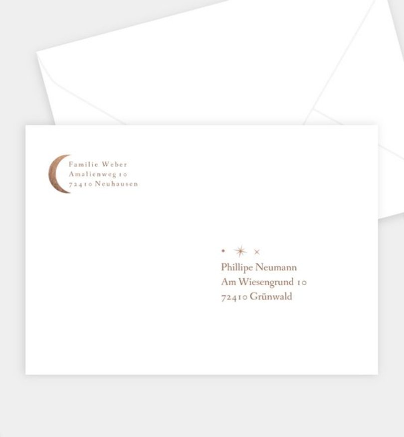 Briefumschlag Geburt Moon and Stars