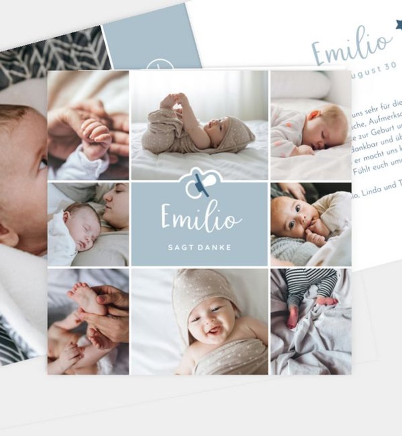 Dankeskarte Geburt Baby Collage