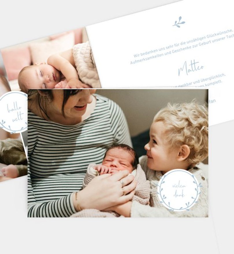 Dankeskarte Geburt Craftpaperbutton