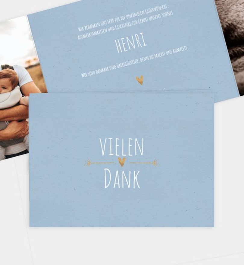 Dankeskarte Geburt Vintage Love · Crafty