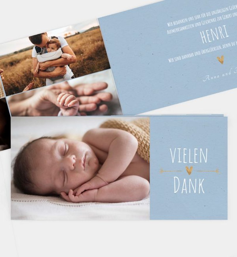 Dankeskarte Geburt Vintage Love · Crafty