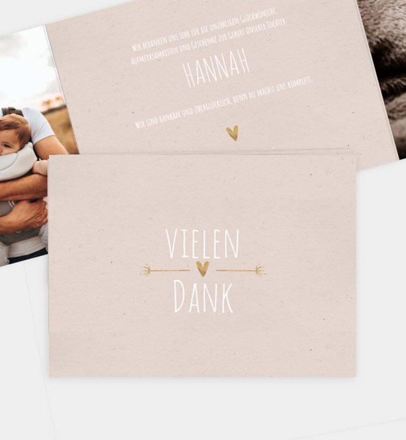 Dankeskarte Geburt Vintage Love · Crafty