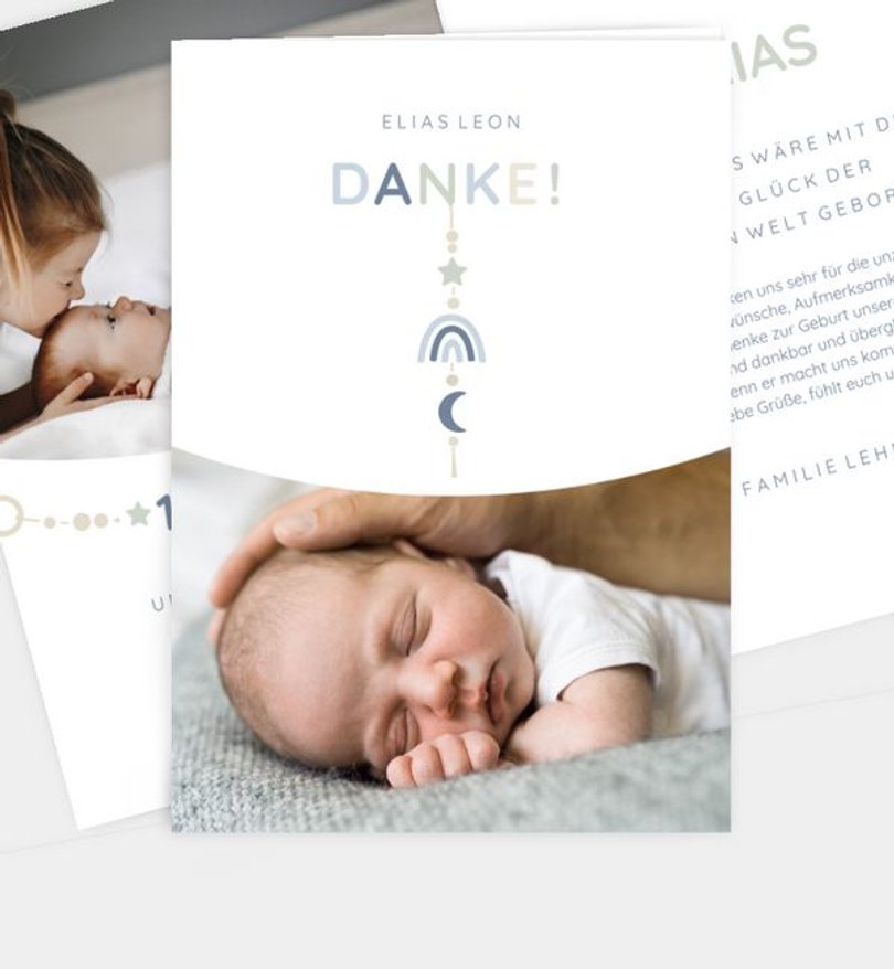 Dankeskarte Geburt Cute Mobile