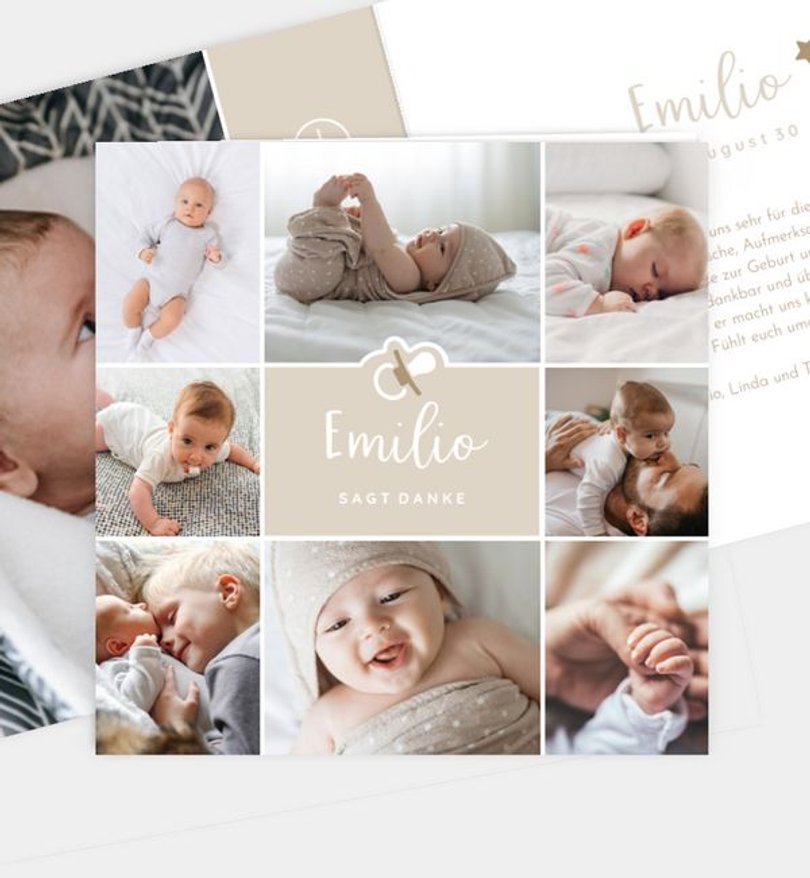 Dankeskarte Geburt Baby Collage