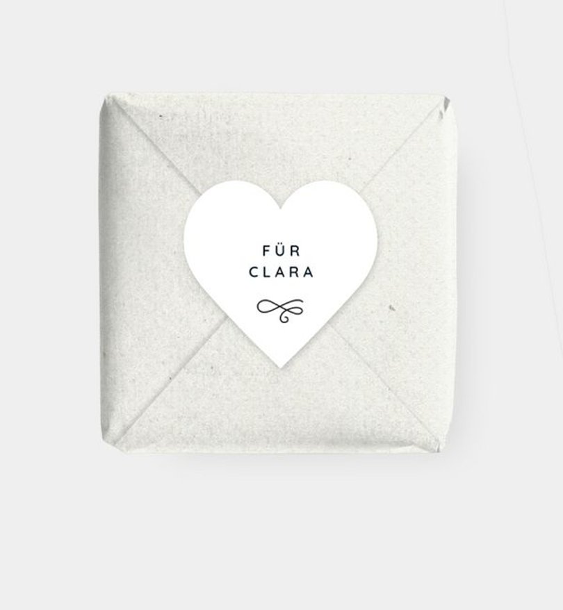 Geschenkaufkleber Geburt White Heart