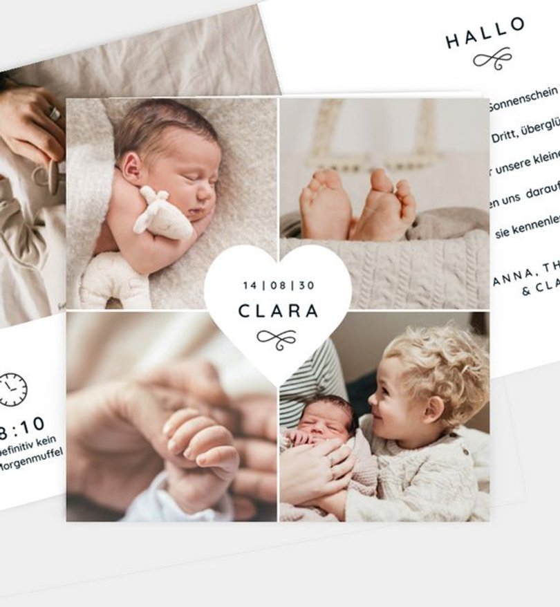 Geburtsanzeige Geburt White Heart