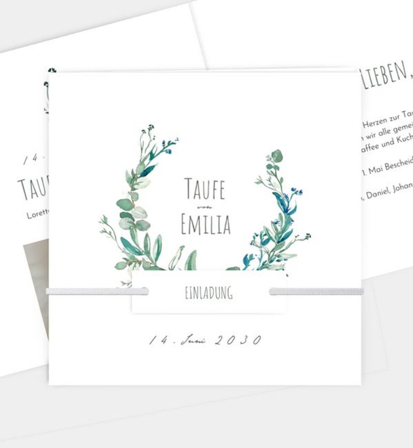 Einladungskarte Taufe Soft Green