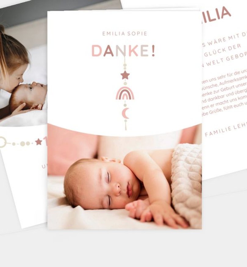 Dankeskarte Geburt Cute Mobile