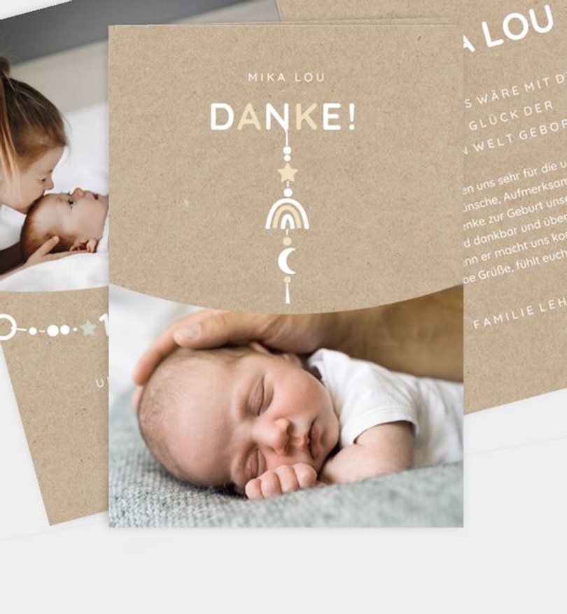 Dankeskarte Geburt Cute Mobile - Crafty