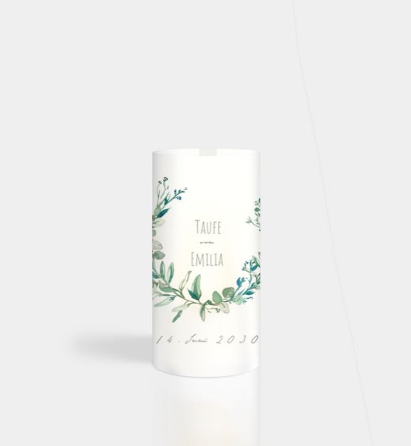 Windlichtkarte Taufe Soft Green