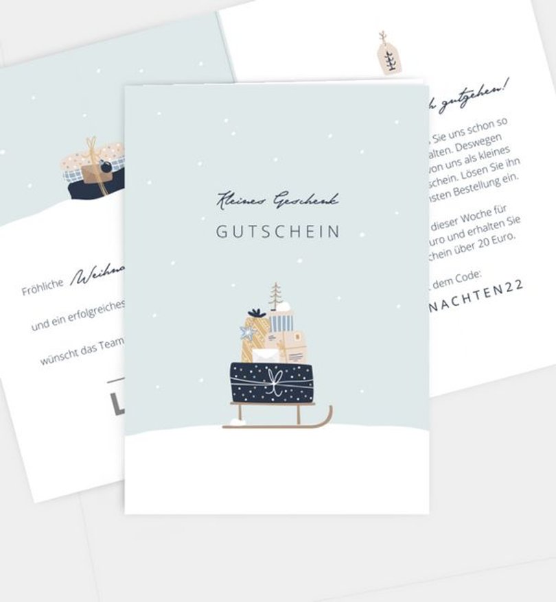 Gutscheinkarte Geschäftlich Geschenkeschlitten