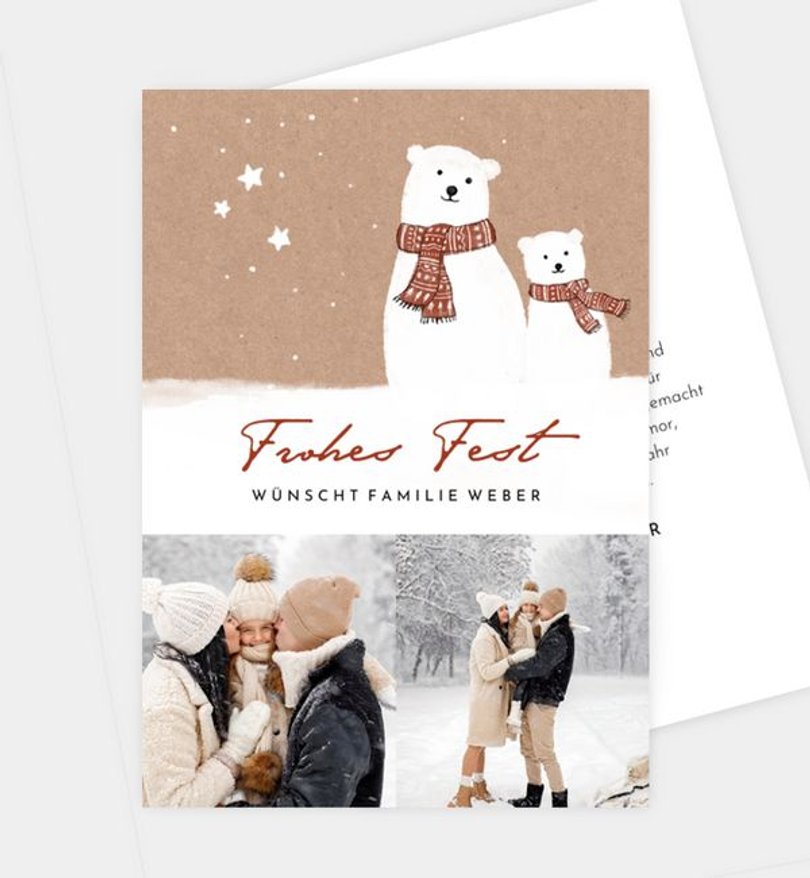 Weihnachtskarte Weihnachten/Privat Zwei Eisbären
