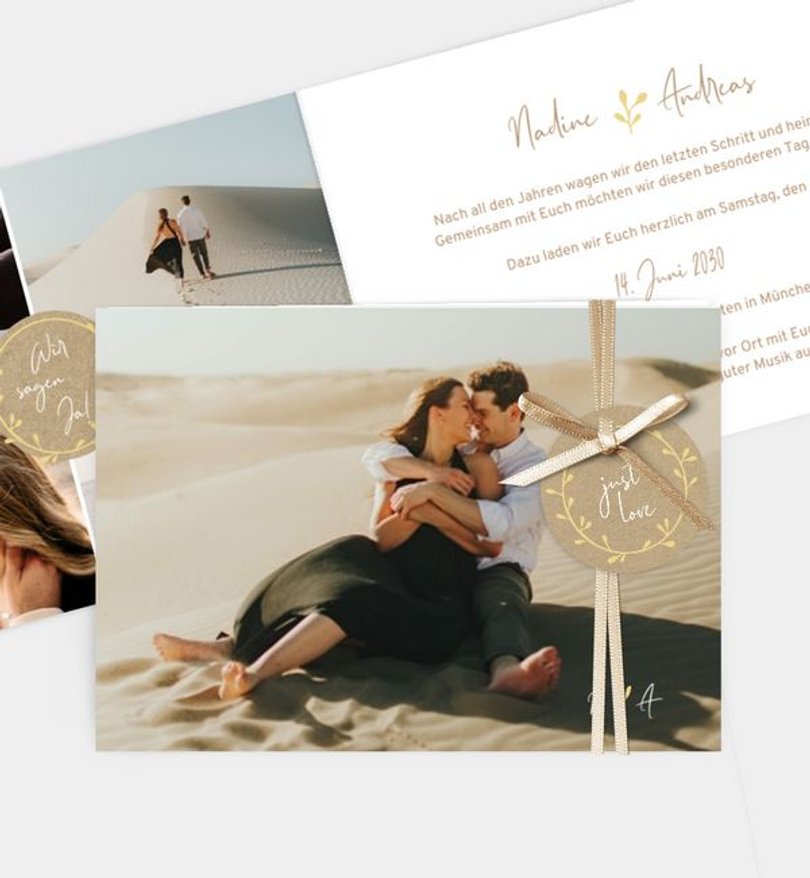 Einladungskarte Hochzeit Craftpaperbutton